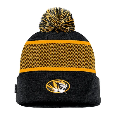 Men's Nike Black Missouri Tigers 2024 Sideline Peak Cuffed Knit Hat with Pom