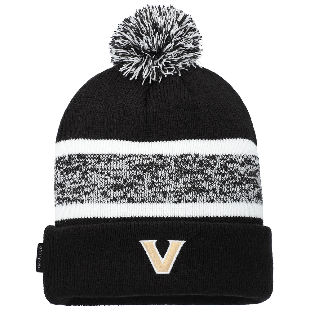 Men's Nike Black Vanderbilt Commodores 2024 Sideline Peak Cuffed Knit Hat with Pom