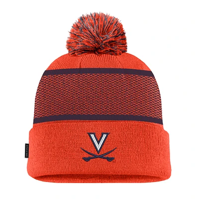 Men's Nike Orange Virginia Cavaliers 2024 Sideline Peak Cuffed Knit Hat with Pom