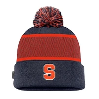 Men's Nike Navy Syracuse Orange 2024 Sideline Peak Cuffed Knit Hat with Pom