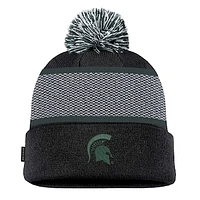 Youth Nike Black Michigan State Spartans 2024 Sideline Peak Cuffed Knit Hat with Pom