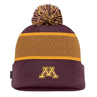 Youth Nike Maroon Minnesota Golden Gophers 2024 Sideline Peak Cuffed Knit Hat with Pom