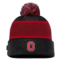 Youth Nike Black Ohio State Buckeyes 2024 Sideline Peak Cuffed Knit Hat with Pom