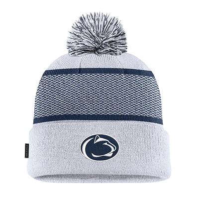 Youth Nike White Penn State Nittany Lions 2024 Sideline Peak Cuffed Knit Hat with Pom