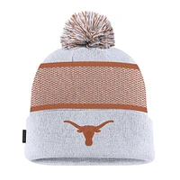 Youth Nike White Texas Longhorns 2024 Sideline Peak Cuffed Knit Hat with Pom