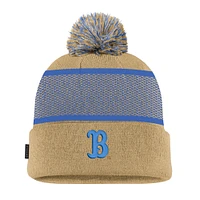 Youth Nike Gold UCLA Bruins 2024 Sideline Peak Cuffed Knit Hat with Pom