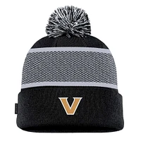 Youth Nike Black Vanderbilt Commodores 2024 Sideline Peak Cuffed Knit Hat with Pom