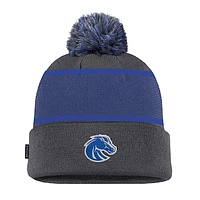 Youth Nike Anthracite Boise State Broncos 2024 Sideline Peak Cuffed Knit Hat with Pom