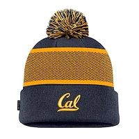 Youth Nike Navy Cal Bears 2024 Sideline Peak Cuffed Knit Hat with Pom