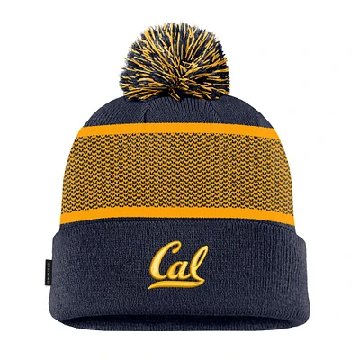 Youth Nike Navy Cal Bears 2024 Sideline Peak Cuffed Knit Hat with Pom