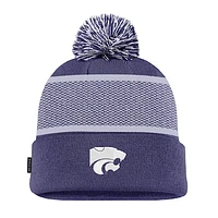 Youth Nike Purple Kansas State Wildcats 2024 Sideline Peak Cuffed Knit Hat with Pom