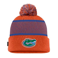 Youth Nike Orange Florida Gators 2024 Sideline Peak Cuffed Knit Hat with Pom