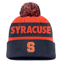 Men's Nike Orange/Navy Syracuse Orange Peak Stripe Cuffed Knit Hat with Pom