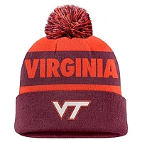 Men's Nike Orange/Garnet Virginia Tech Hokies Peak Stripe Cuffed Knit Hat with Pom