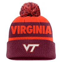 Men's Nike Orange/Garnet Virginia Tech Hokies Peak Stripe Cuffed Knit Hat with Pom