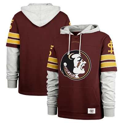 Men's '47  Garnet Florida State Seminoles Blitz Cornerback Lacer Pullover Hoodie