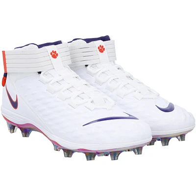 Clemson Tigers Team-Issued White/Purple Force Pro 2 Nike Cleats from the Football Program