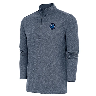 Men's Antigua Heather Navy TGL New York Golf Club Hunk Quarter-Zip Top