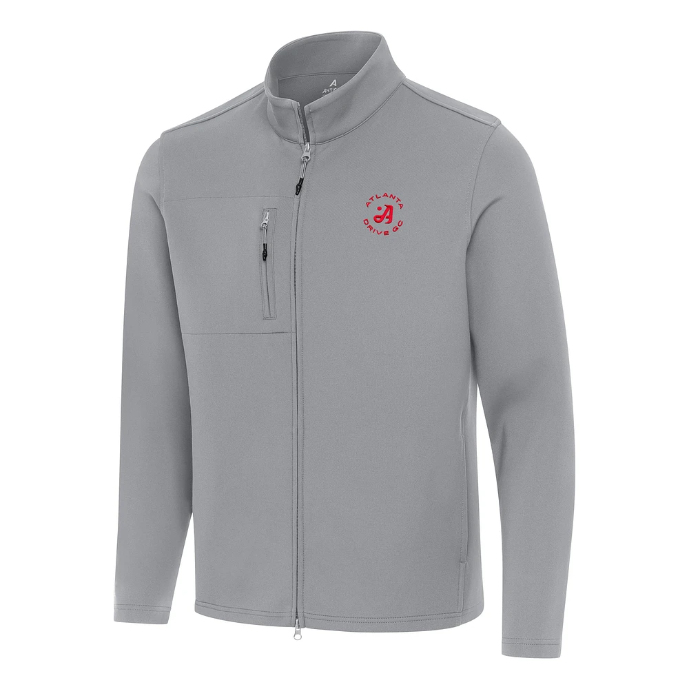 Men's Antigua Gray TGL Atlanta Drive GC Objection Full-Zip Jacket