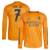 Men's adidas Vini Jr. Orange Real Madrid 2024/25 Away Authentic Long Sleeve Player Jersey