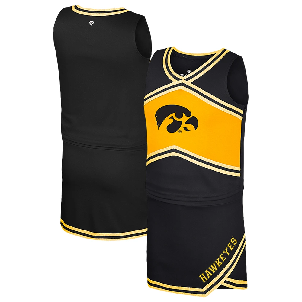 Girls Youth Colosseum Black Iowa Hawkeyes Cheerleader Top & Skirt Set