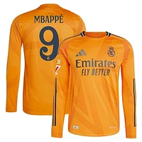 Men's adidas Kylian Mbappé Orange Real Madrid 2024/25 Away Authentic Long Sleeve Player Jersey