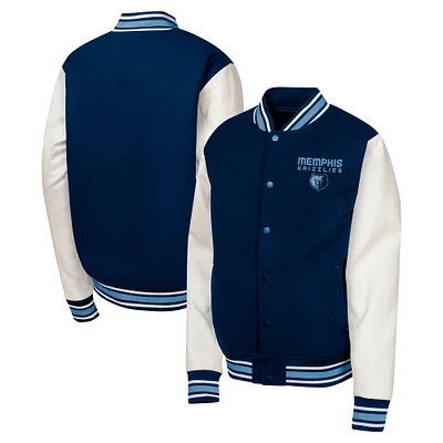 Youth Navy Memphis Grizzlies True Team Full-Snap Varsity Jacket