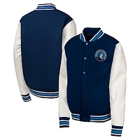 Youth Navy Minnesota Timberwolves True Team Full-Snap Varsity Jacket