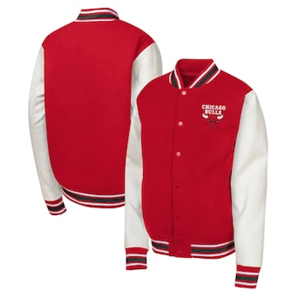 Youth Red Chicago Bulls True Team Full-Snap Varsity Jacket