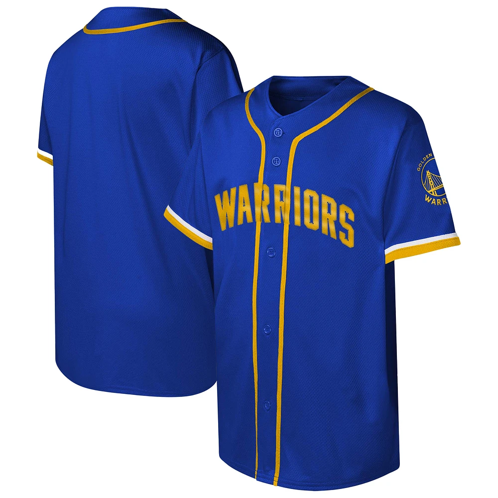 Youth Royal Golden State Warriors Stitch Full-Button Baseball  Jersey