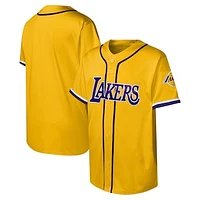 Youth Gold Los Angeles Lakers Stitch Full-Button Baseball  Jersey