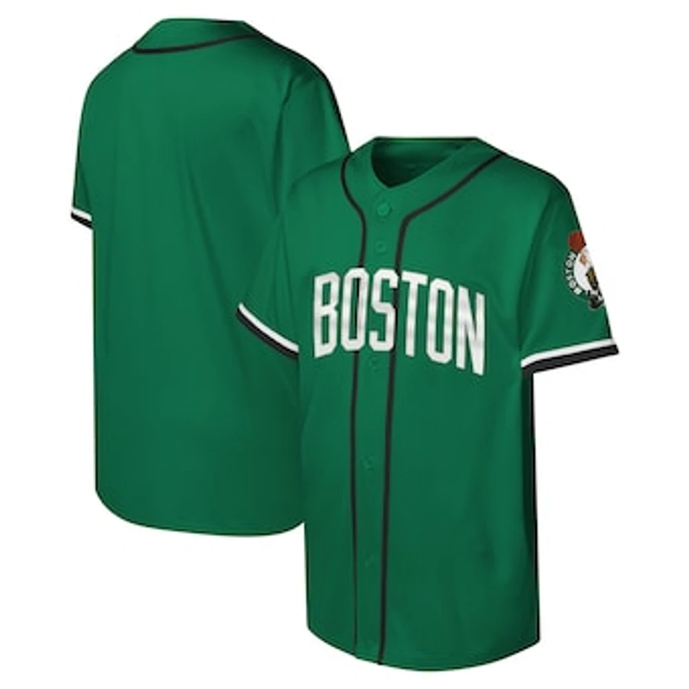 Youth Kelly Green Boston Celtics Stitch Full-Button Baseball  Jersey