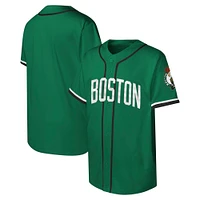 Youth Kelly Green Boston Celtics Stitch Full-Button Baseball  Jersey