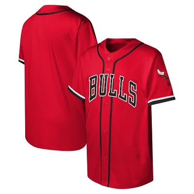 Youth Red Chicago Bulls Stitch Full-Button Baseball  Jersey