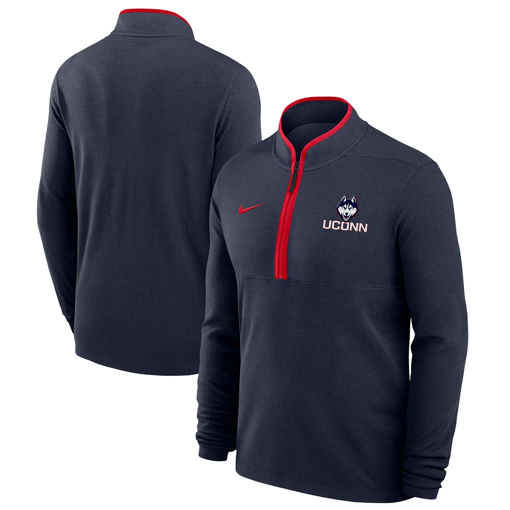 Men's Nike Navy UConn Huskies Coaches Courtside Basketball Victory Performance Quarter-Zip Top