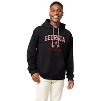 Men's League Collegiate Wear Black Georgia Bulldogs Arch Script Essential Fleece 2.0 Pullover Hoodie