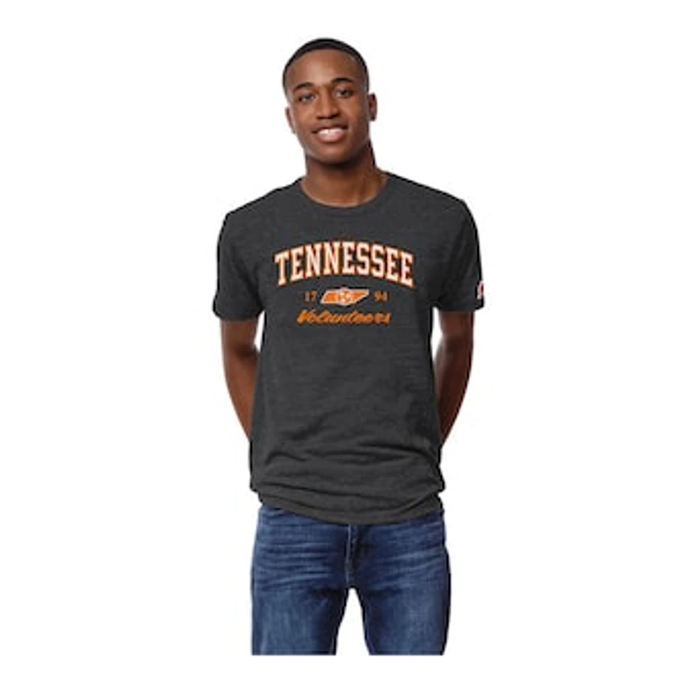 Men's League Collegiate Wear Charcoal Tennessee Volunteers Arch Script Victory Falls Tri-Blend T-Shirt