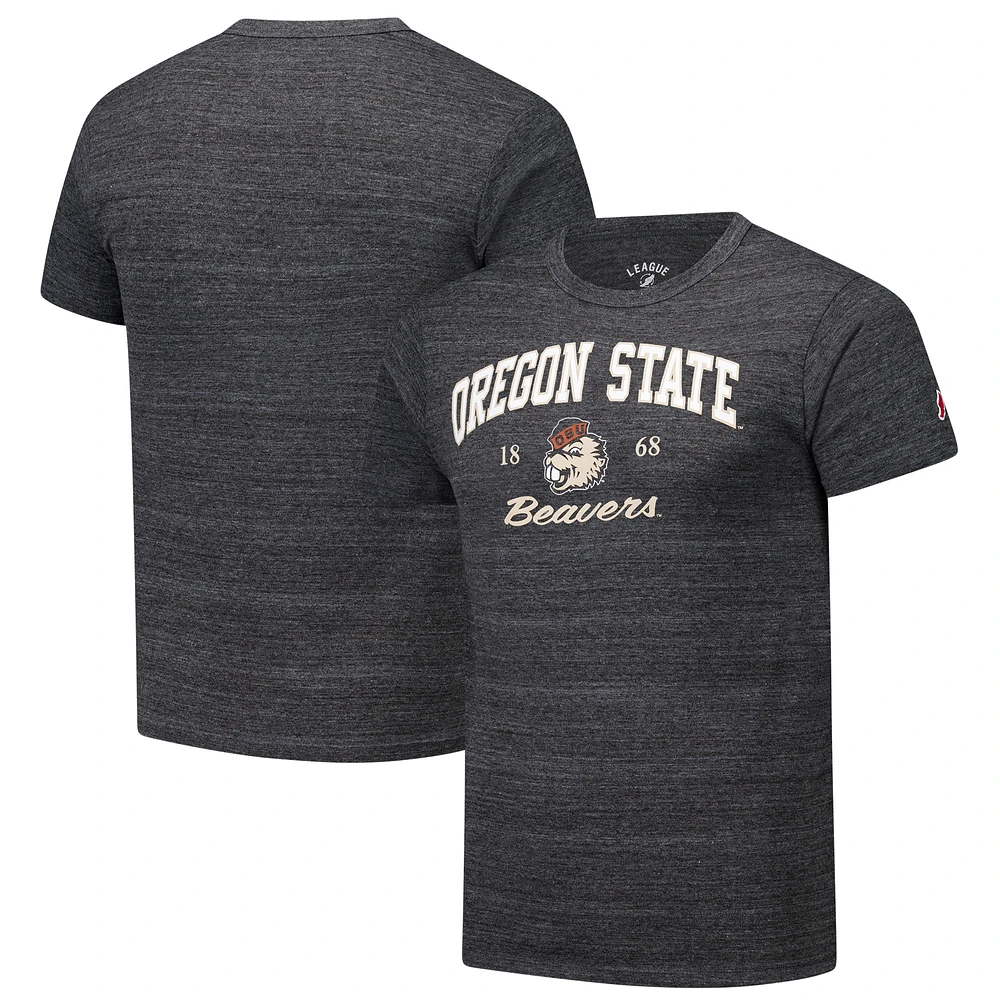 Men's League Collegiate Wear Charcoal Oregon State Beavers Arch Script Victory Falls Tri-Blend T-Shirt