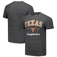 Men's League Collegiate Wear Charcoal Texas Longhorns  Arch Script Victory Falls Tri-Blend T-Shirt