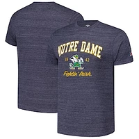 Men's League Collegiate Wear Heather Navy Notre Dame Fighting Irish Arch Script Victory Falls Tri-Blend T-Shirt