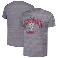 Men's League Collegiate Wear Heather Gray Wisconsin Badgers Tall Arch 2.0 Victory Falls Tri-Blend T-Shirt