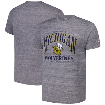 Men's League Collegiate Wear Heather Gray Michigan Wolverines Tall Arch 2.0 Victory Falls Tri-Blend T-Shirt