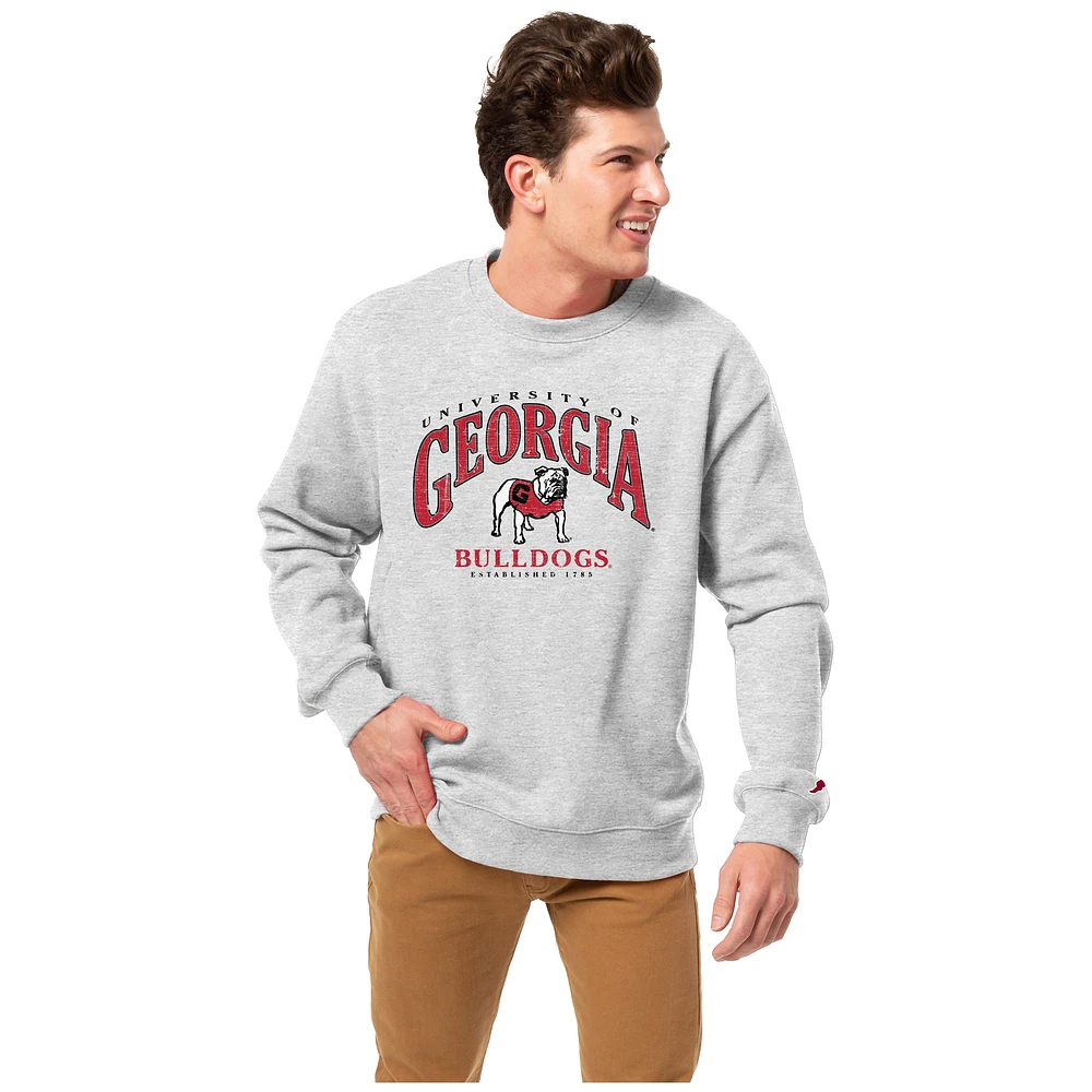 Men's League Collegiate Wear Heather Gray Georgia Bulldogs Tall Arch Essential 2.0 Pullover Sweatshirt