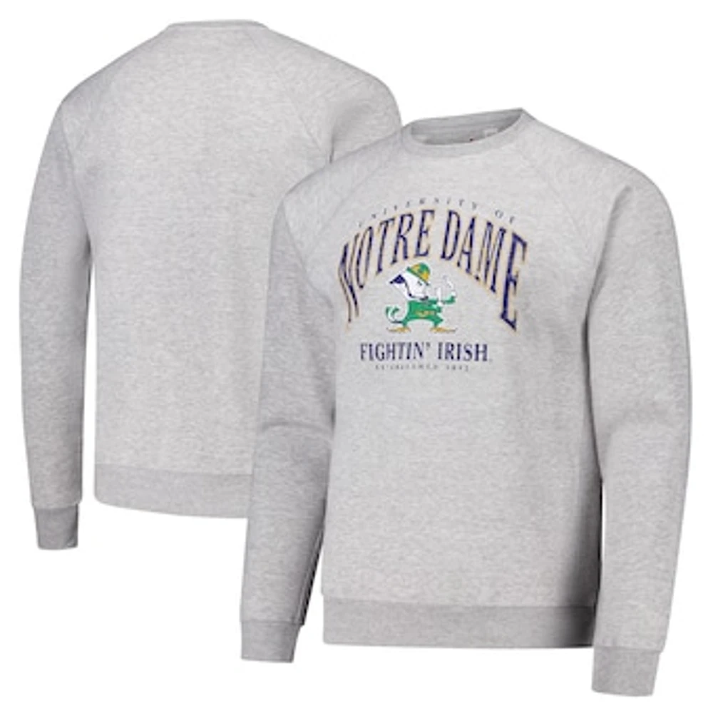 Men's League Collegiate Wear Heather Gray Notre Dame Fighting Irish Tall Arch Essential 2.0 Pullover Sweatshirt