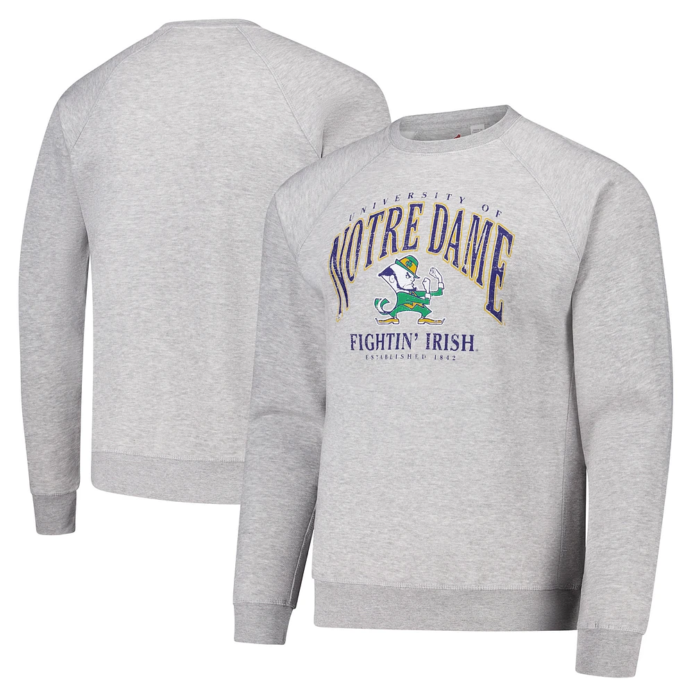 Men's League Collegiate Wear Heather Gray Notre Dame Fighting Irish Tall Arch Essential 2.0 Pullover Sweatshirt