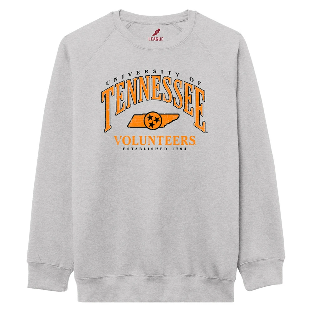 Men's League Collegiate Wear Heather Gray Tennessee Volunteers Tall Arch Essential 2.0 Pullover Sweatshirt