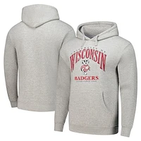 Men's Heather Gray Wisconsin Badgers Tall Arch Essential Pullover Hoodie