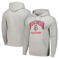 Men's Heather Gray Wisconsin Badgers Tall Arch Essential Pullover Hoodie