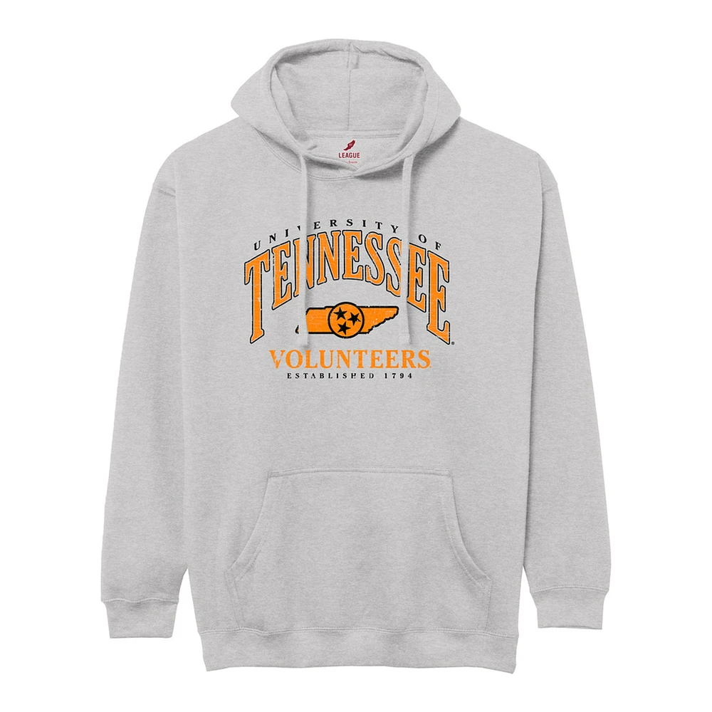 Men's League Collegiate Wear Heather Gray Tennessee Volunteers Tall Arch Essential Pullover Hoodie