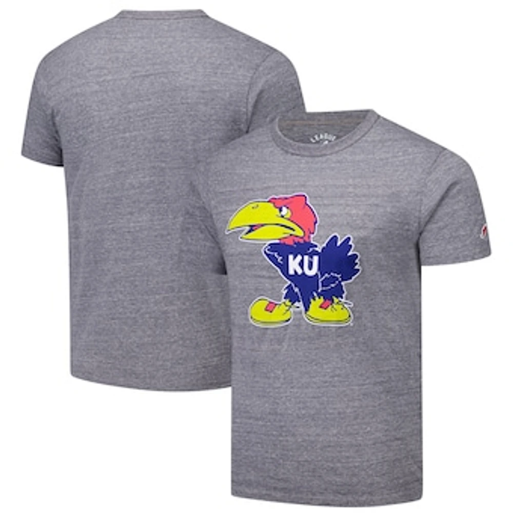 Men's League Collegiate Wear Heather Gray Kansas Jayhawks Victory Falls Tri-Blend T-Shirt